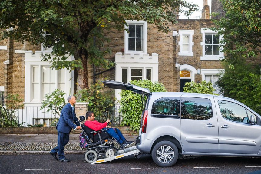 adapted car with wheelchair lift after rehabilitation conference